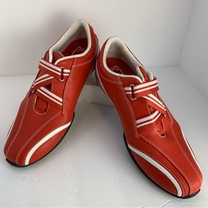 Womens Callaway Vela Golf Shoes Size 8.5 Red/White Leather Spikeless w/Strap